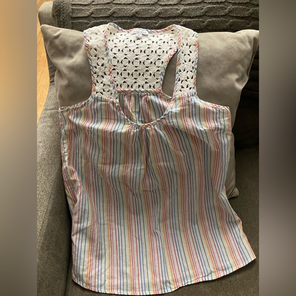 Steven Alan Multicolor Striped Tank with Crochet Back